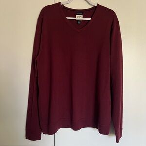 JWN John W Nordstrom Merino Wool Burgundy V-Neck Sweater size XL